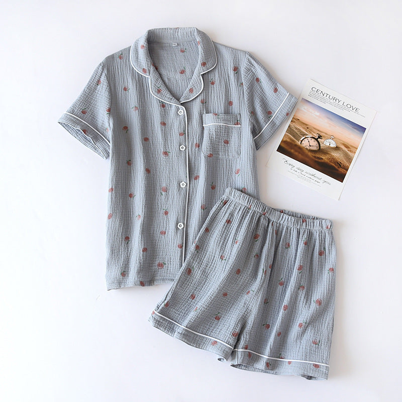 Pure Cotton Gauze Pajamas Ladies Short-sleeved Thin Home Wear