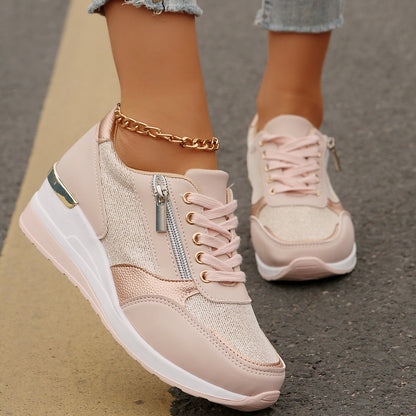 Women's Lace-up Casual Shoes Fashion Side Zipper