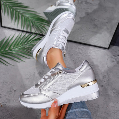 Women's Lace-up Casual Shoes Fashion Side Zipper