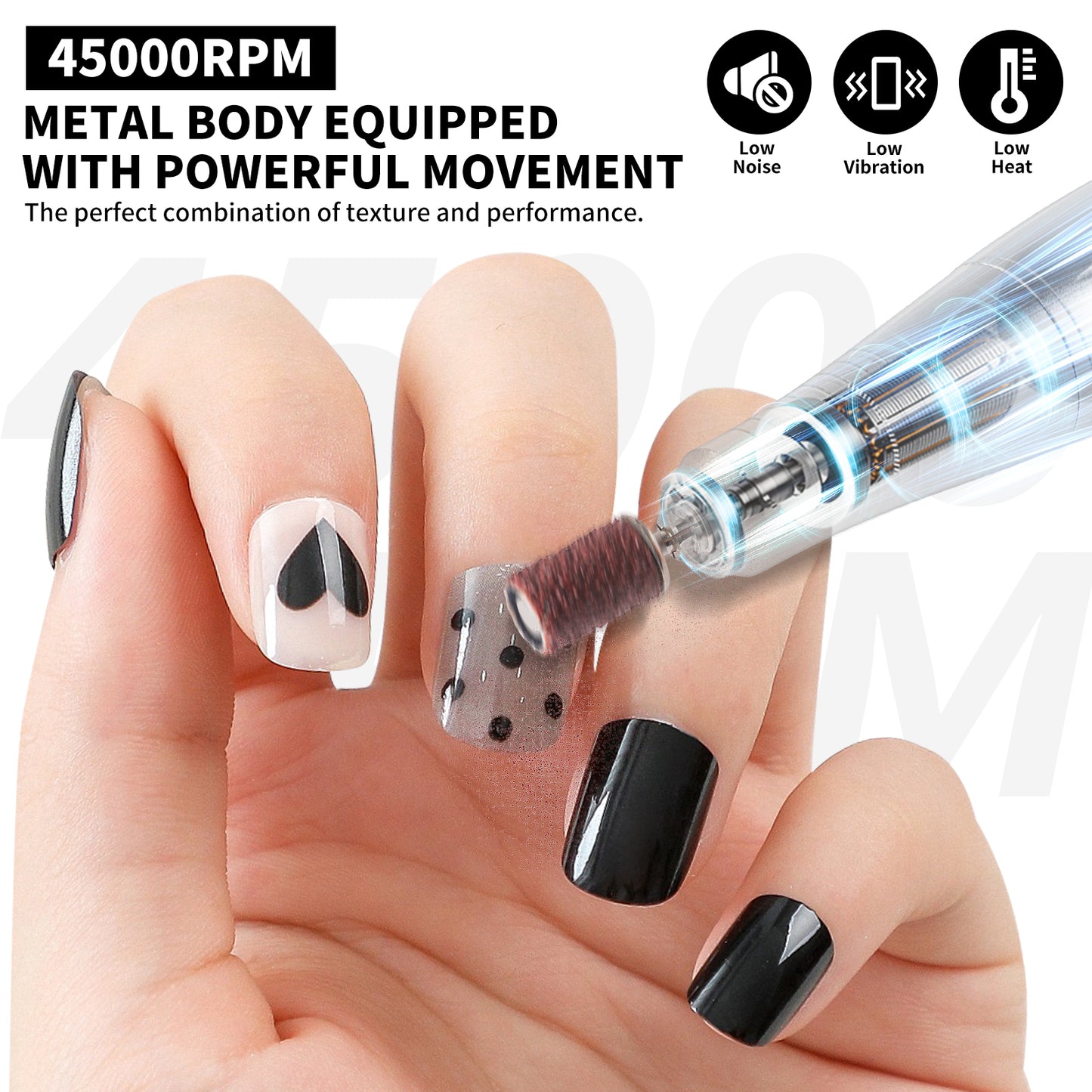 Nail Drill Machine - 4500RPM Nail Drills For Acrylic Nails Professional With 6 Drill Bits For Electric Nail File Manicure Pedicure Home Use