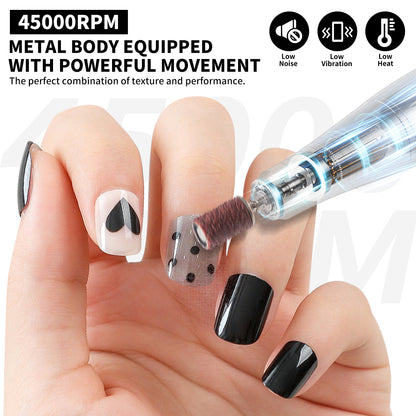 Nail Drill Machine - 4500RPM Nail Drills For Acrylic Nails Professional With 6 Drill Bits For Electric Nail File Manicure Pedicure Home Use