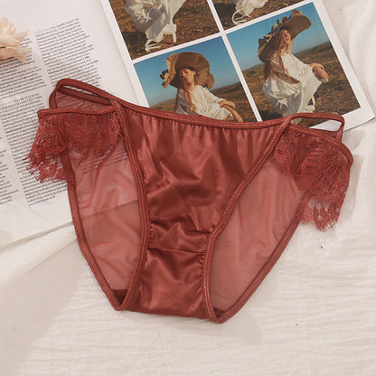 Lace Satin Women's Panties With Lashes