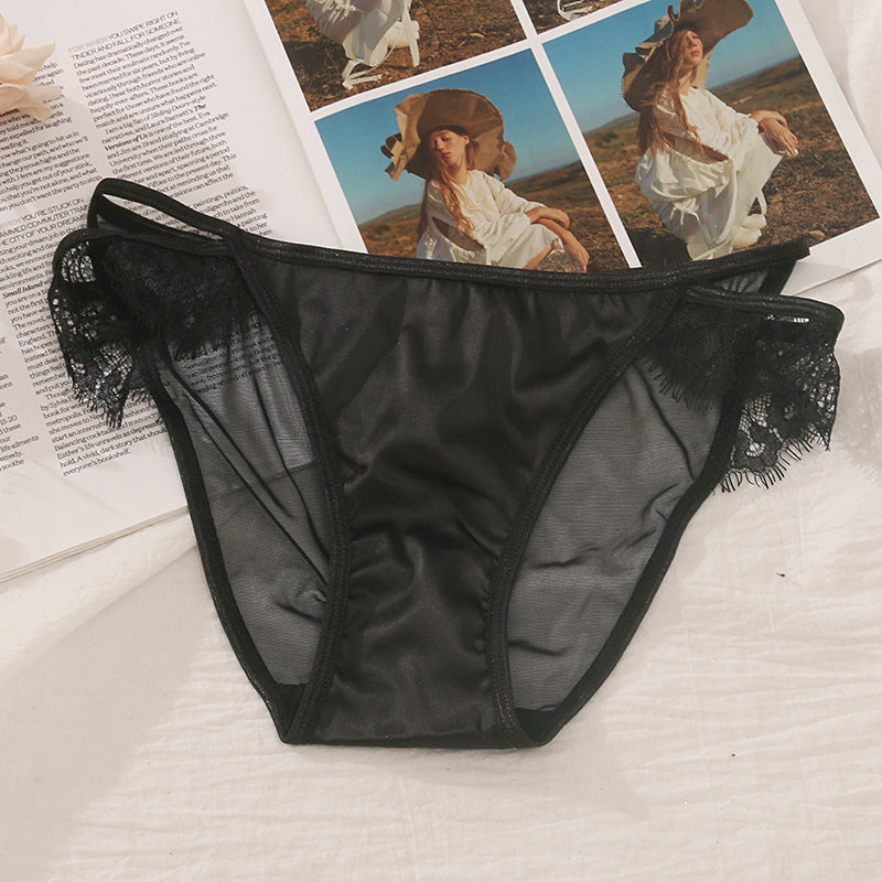Lace Satin Women's Panties With Lashes