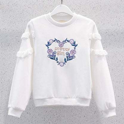 Round Neck Long Sleeve Children And Teens' Wear Girl Spring And Autumn Two Piece Set