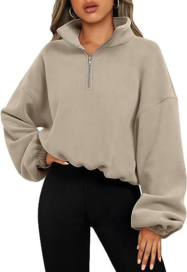 Loose Sport Pullover Hoodie Women Winter Solid Color Zipper