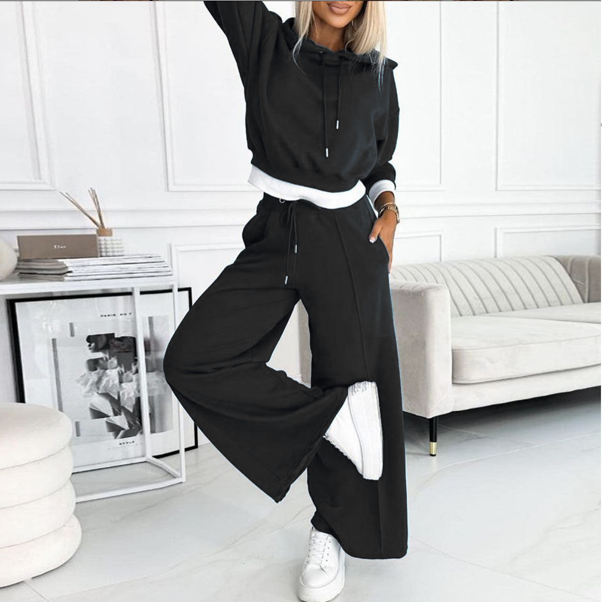 Women's Hoodie Suit Sporty Casual Long-Sleeved Hooded Sweatshirt