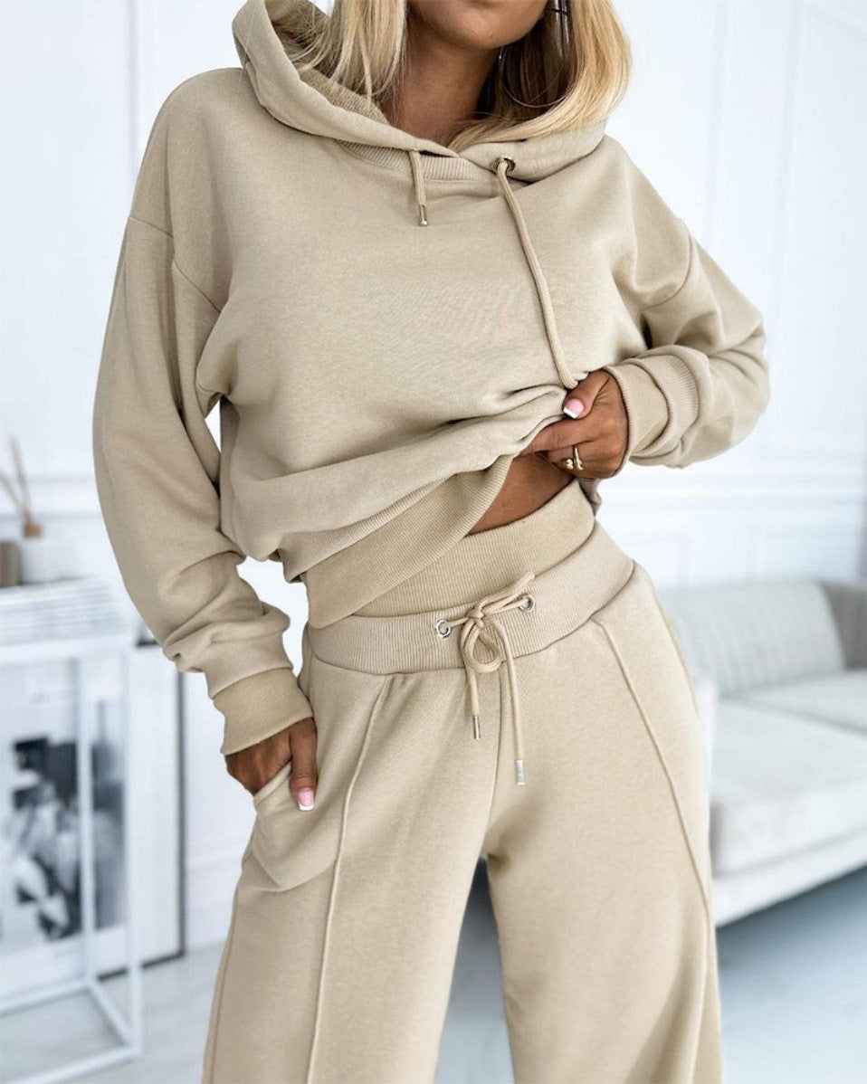 Women's Hoodie Suit Sporty Casual Long-Sleeved Hooded Sweatshirt