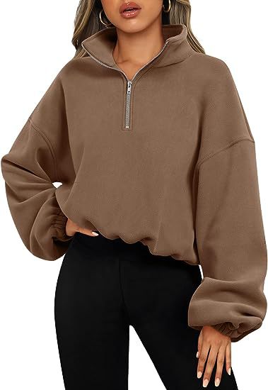 Loose Sport Pullover Hoodie Women Winter Solid Color Zipper