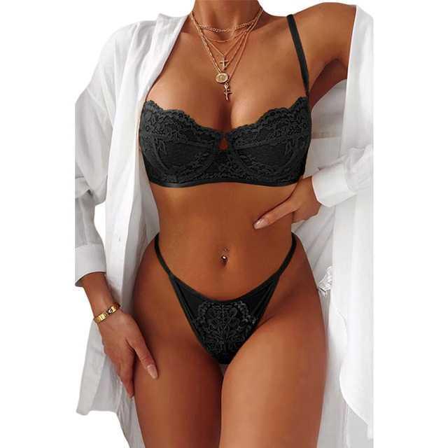 Fashion Ladies Hollow Mesh Wireless Bra Set
