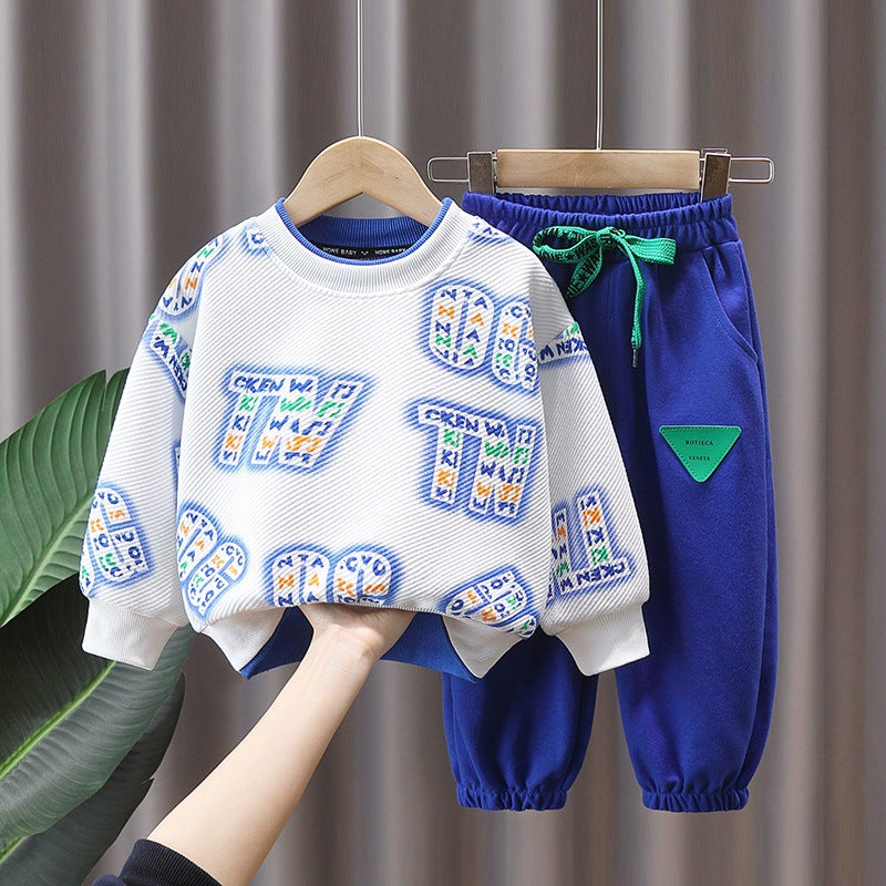 Children And Teens Long Sleeves Fake Two-piece Sportswear Two-piece Suit