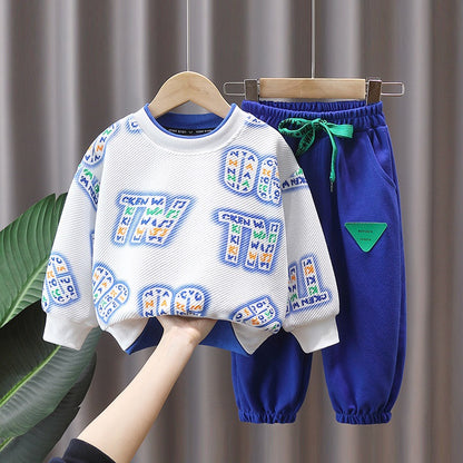 Children And Teens Long Sleeves Fake Two-piece Sportswear Two-piece Suit