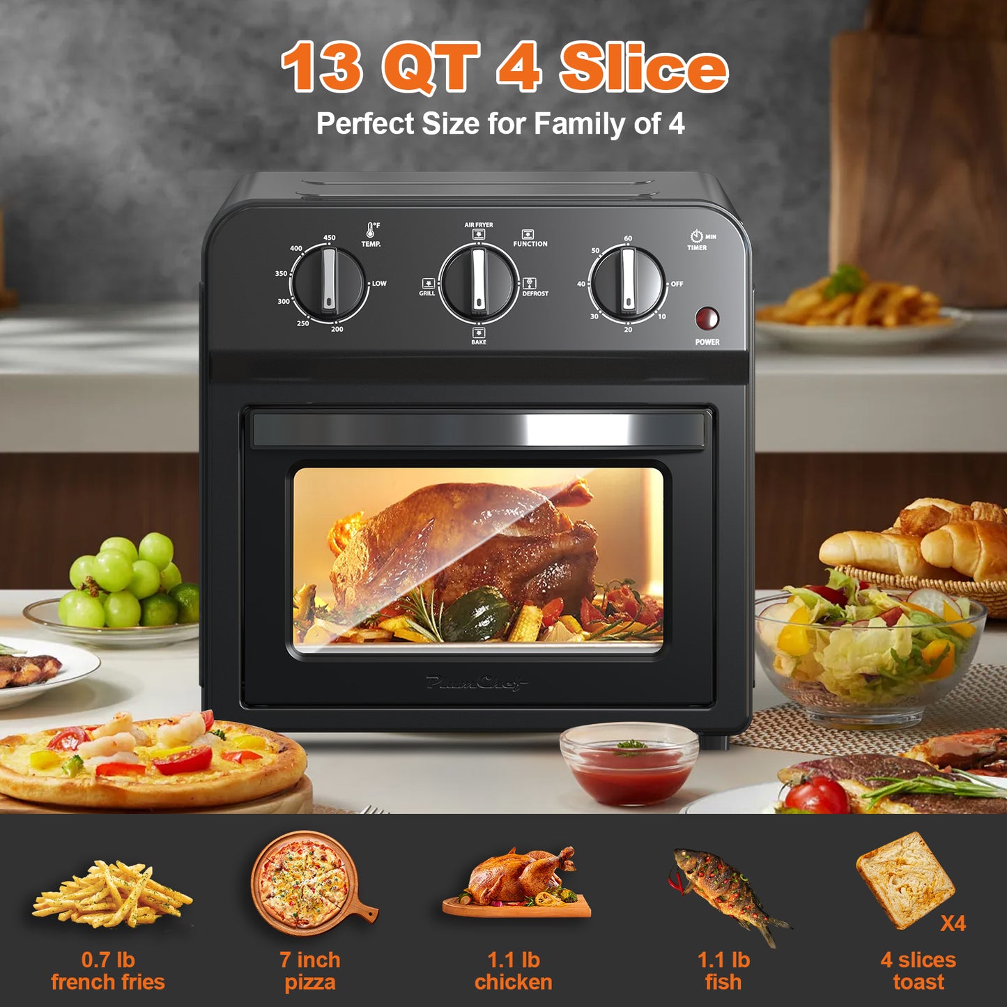 Family Size Air Fryer Toaster Oven Combo