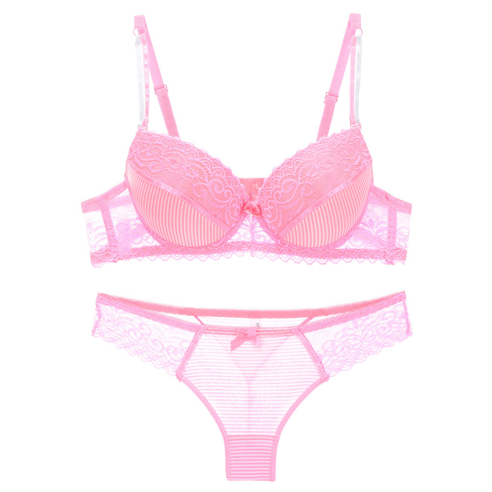 Simple Lace Bow Ladies Bra Set