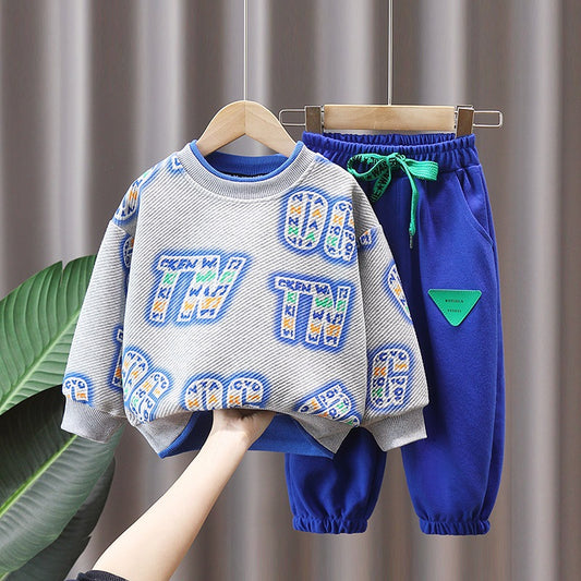 Children And Teens Long Sleeves Fake Two-piece Sportswear Two-piece Suit
