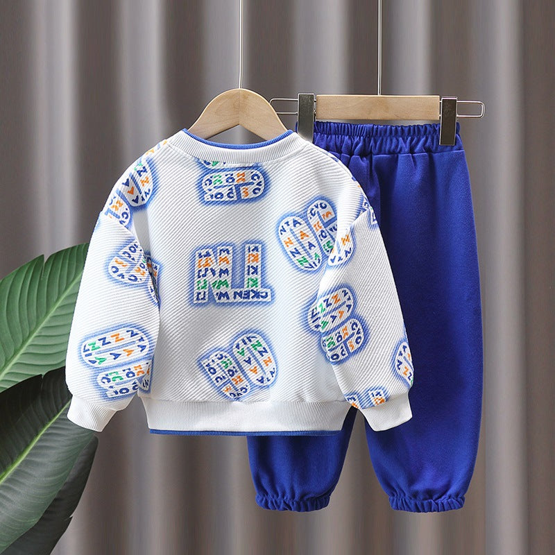 Children And Teens Long Sleeves Fake Two-piece Sportswear Two-piece Suit