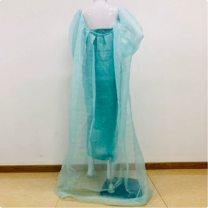 Mesh-covered Hip Ball Gown Dress