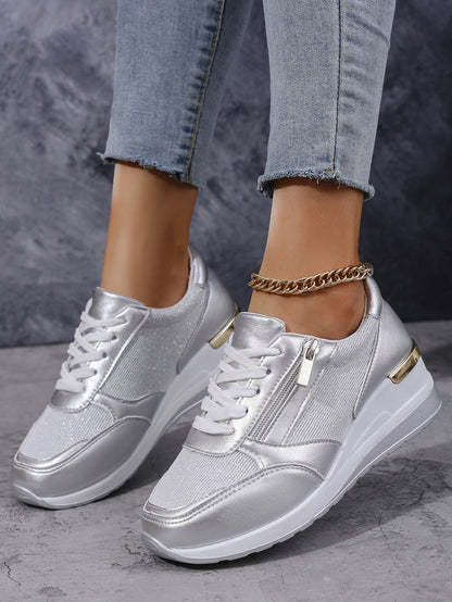 Women's Lace-up Casual Shoes Fashion Side Zipper