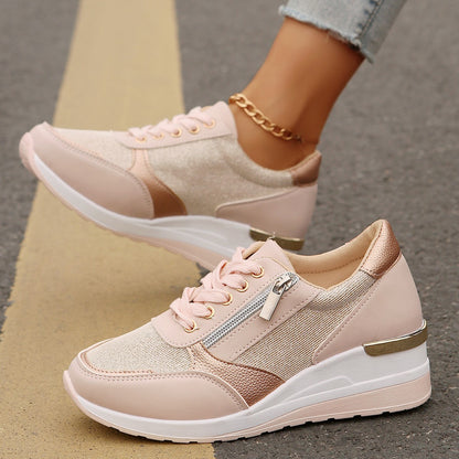 Women's Lace-up Casual Shoes Fashion Side Zipper