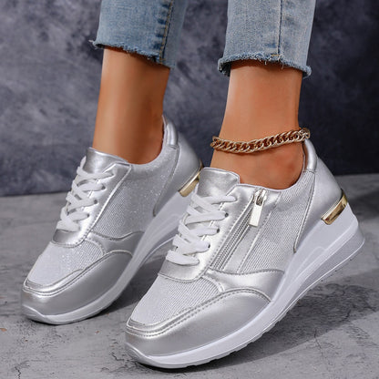 Women's Lace-up Casual Shoes Fashion Side Zipper