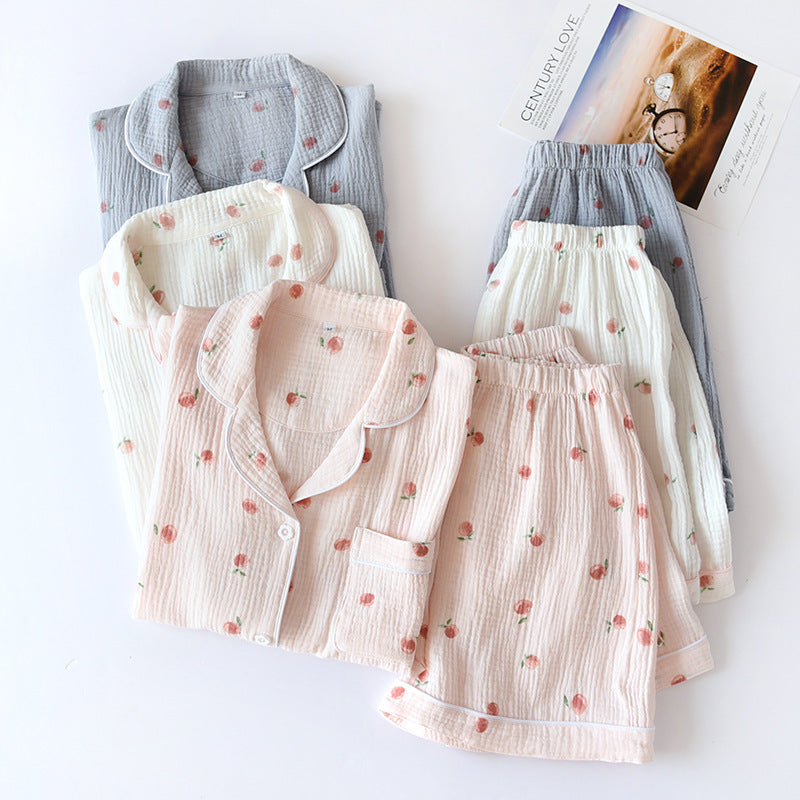 Pure Cotton Gauze Pajamas Ladies Short-sleeved Thin Home Wear